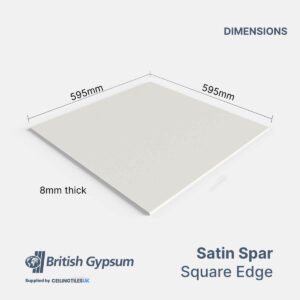 British Gypsum Satin Spar (Wipeable) 600 x 600mm Square Edge Ceiling Tiles (10/Box)
