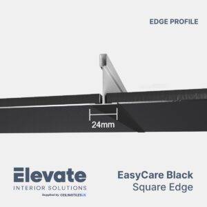Elevate EasyCare Black (Wipeable) 600x600mm Square Edge Ceiling Tiles